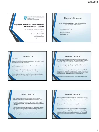 2/18/2020  Disclosure Statement  We do not have any relevant financial relationships  Why Having a