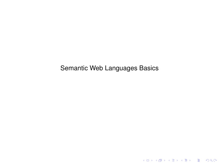 semantic web languages basics web ontology languages