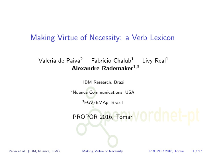 making virtue of necessity a verb lexicon