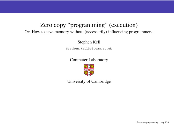 zero copy programming execution