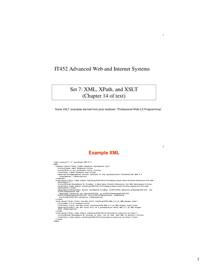 it452 advanced web and internet systems set 7 xml xpath