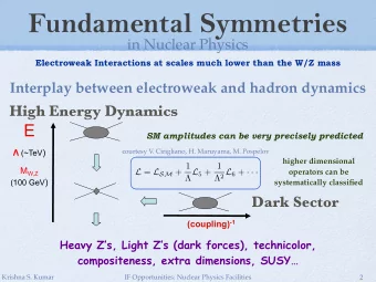 Fundamental Symmetries  in Nuclear Physics  Electroweak Interactions at scales much lower than the