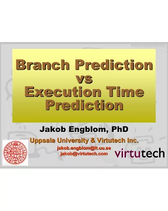 Branch Prediction  Branch Prediction  vs  vs  Execution Time  Execution Time  Prediction