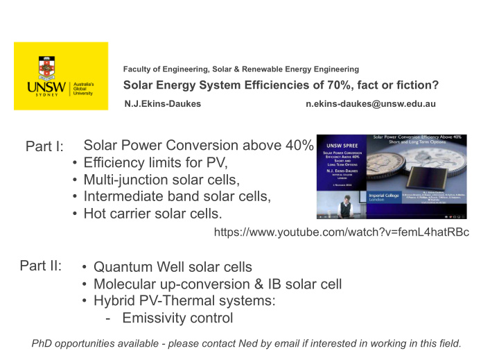 solar power conversion above 40 part i efficiency limits