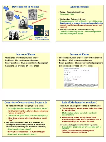 Lecture 9  Review before Exam 1  Development of Science  Announcements  Falling bodies