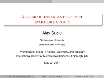 Alex Suciu  Northeastern University  (joint work with He Wang)  Workshop on Braids in Algebra,