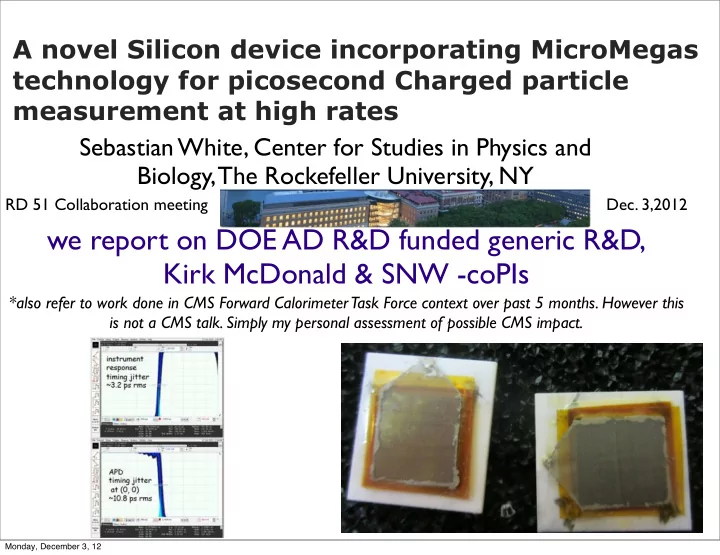 we report on doe ad r d funded generic r d kirk mcdonald
