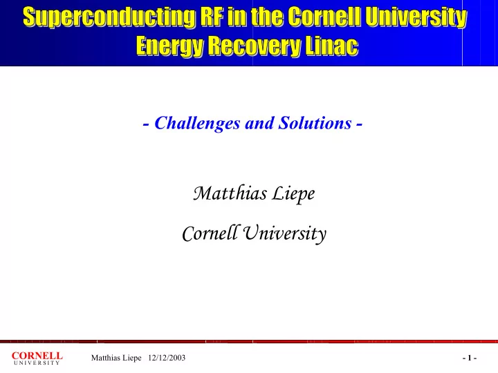 matthias liepe cornell university