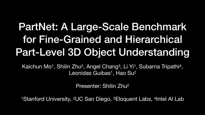 partnet a large scale benchmark for fine grained and