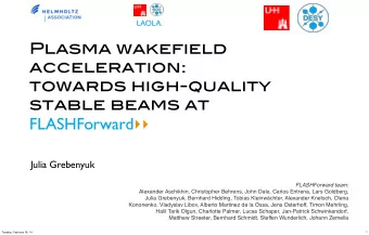 FLASHForward   Julia Grebenyuk  FLASHForward team:  Alexander Aschikhin, Christopher Behrens,