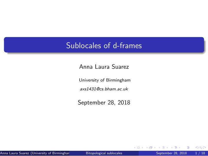sublocales of d frames