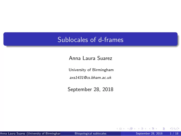 sublocales of d frames