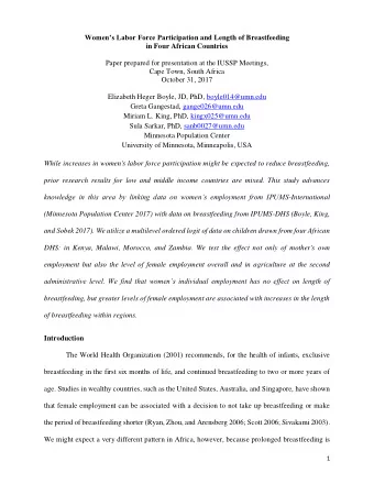 Womens Labor Force Participation and Length of Breastfeeding  in Four African Countries  Paper