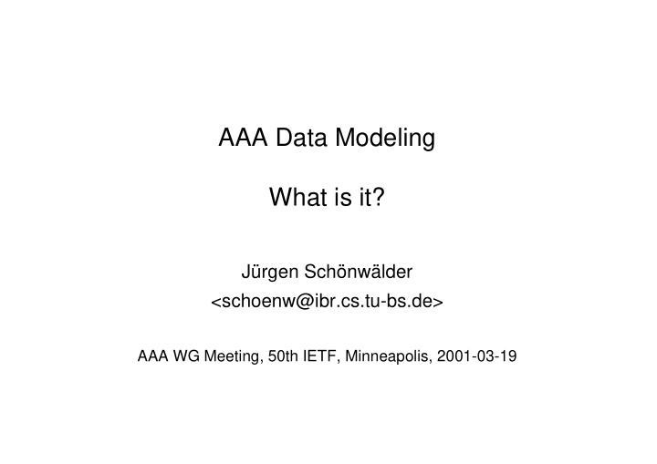 aaa data modeling what is it