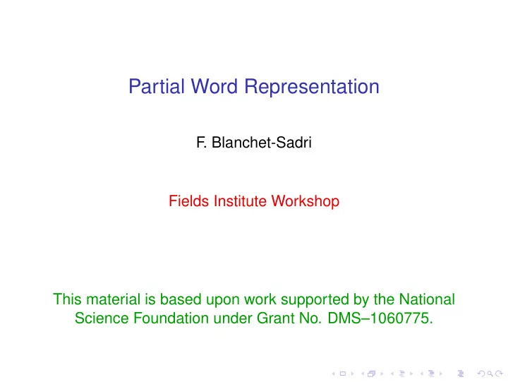 partial word representation