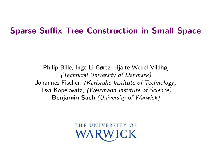 sparse suffix tree construction in small space