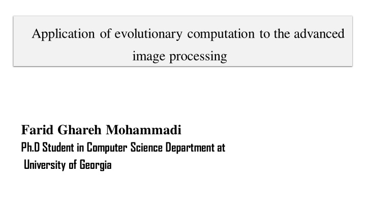 application of evolutionary computation to the advanced