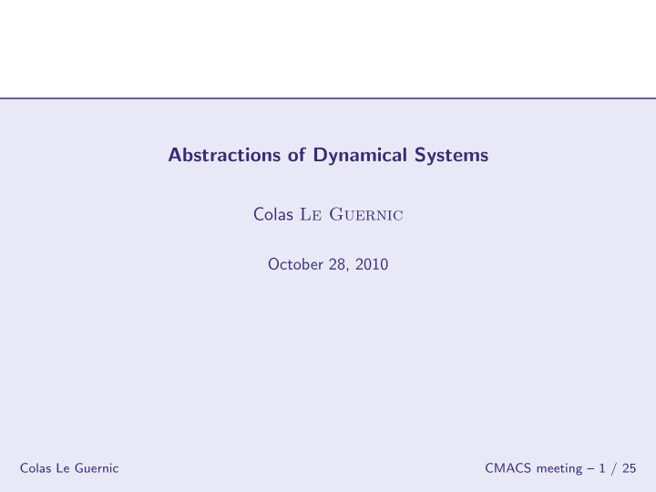 abstractions of dynamical systems