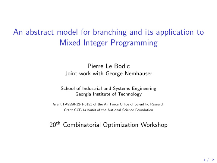 an abstract model for branching and its application to