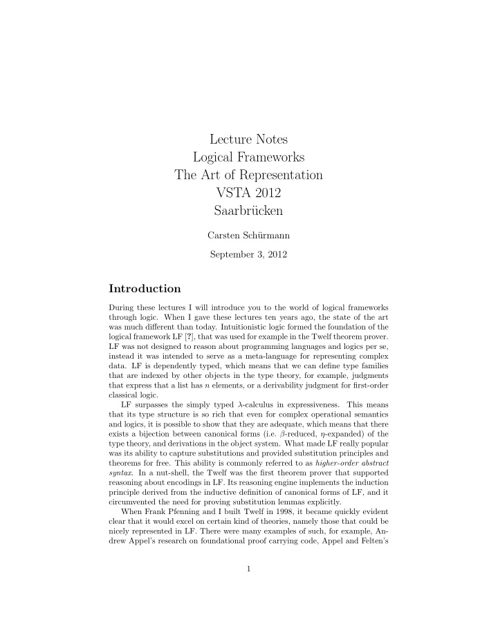 lecture notes logical frameworks the art of