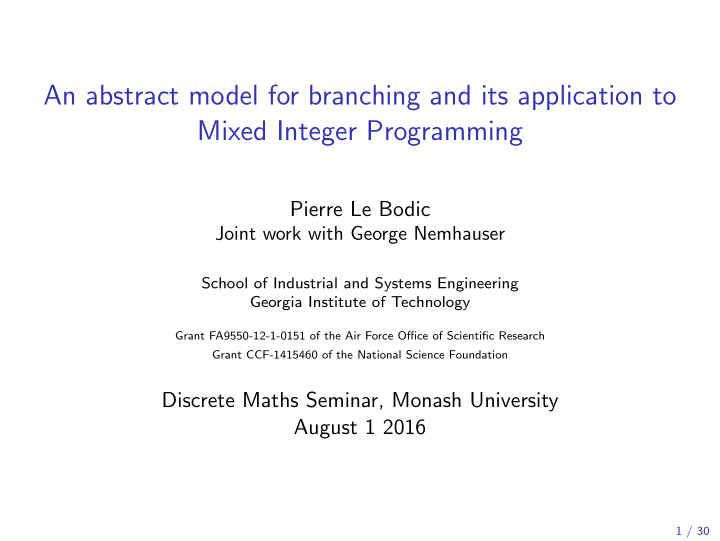 an abstract model for branching and its application to