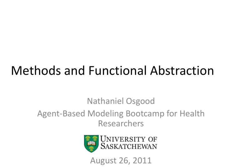 methods and functional abstraction