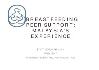 P E E R  SU P P O R T :  M A L AY SI A  S  E X P E R I E N CE  BY SITI NORJINAH MOIN  PRESIDENT