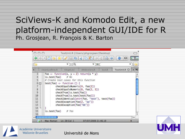 sciviews k and komodo edit a new platform independent gui