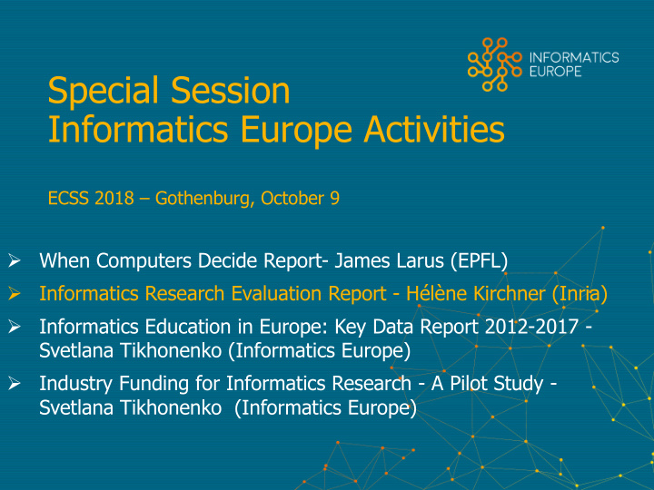 special session informatics europe activities