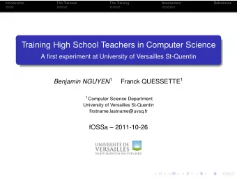 Training High School Teachers in Computer Science  A first experiment at University of Versailles