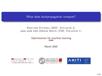What does backpropagation compute?  Edouard Pauwels (IRIT, Toulouse 3) joint work with J  er