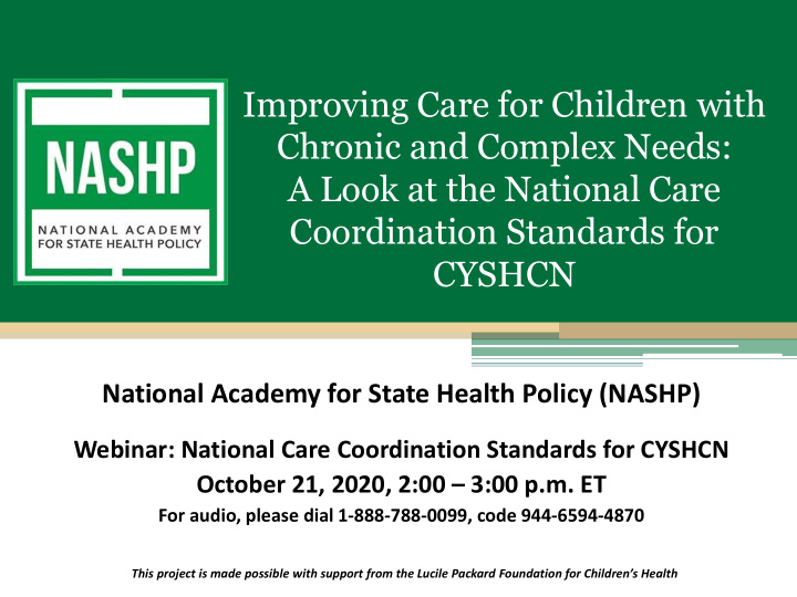 improving care for children with chronic and complex