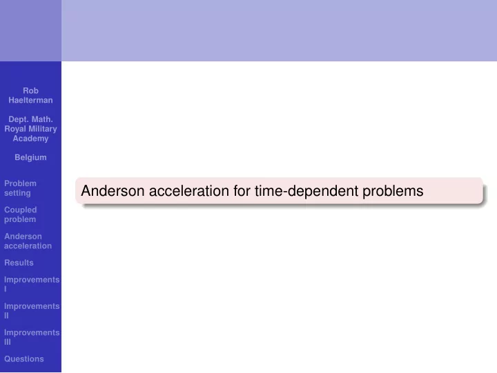 anderson acceleration for time dependent problems