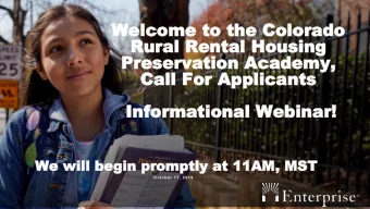 Welcome  Welcome to the Colorado  to the Colorado  Rural  Rural Rental  Rental Housing  Housing