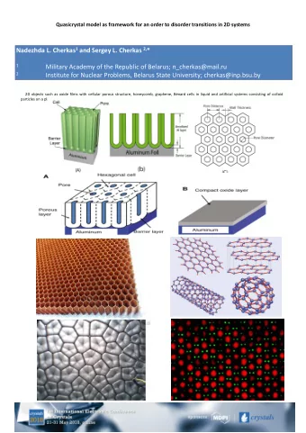 Nadezhda L. Cherkas 1 and Sergey L. Cherkas 2, * 1  Military Academy of the Republic of Belarus;