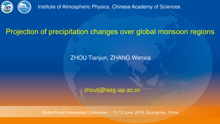 projection of precipitation changes over global monsoon