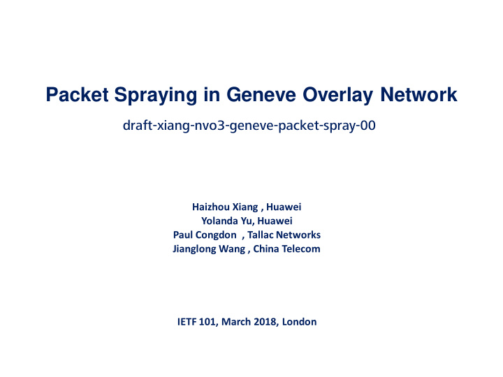 packet spraying in geneve overlay network