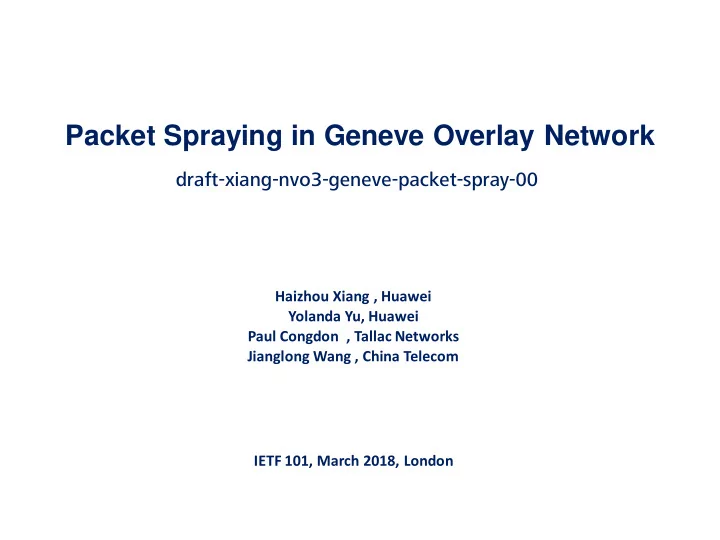 packet spraying in geneve overlay network