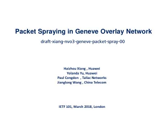 Packet Spraying in Geneve Overlay Network  draft-xiang-nvo3-geneve-packet-spray-00  Haizhou Xiang ,