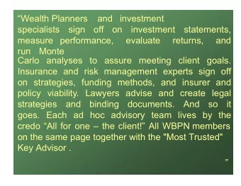 Wealth Planners and investment specialists sign off on investment statements,  measure