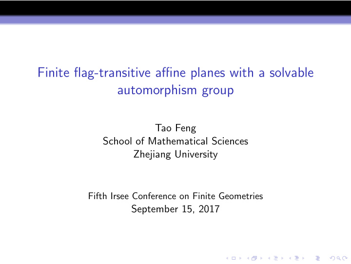finite flag transitive affine planes with a solvable