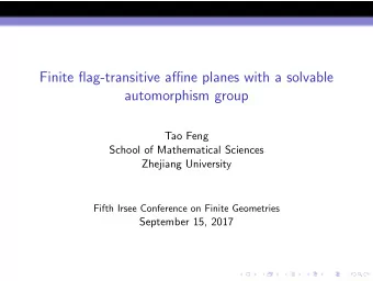 Finite flag-transitive affine planes with a solvable  automorphism group  Tao Feng  School of