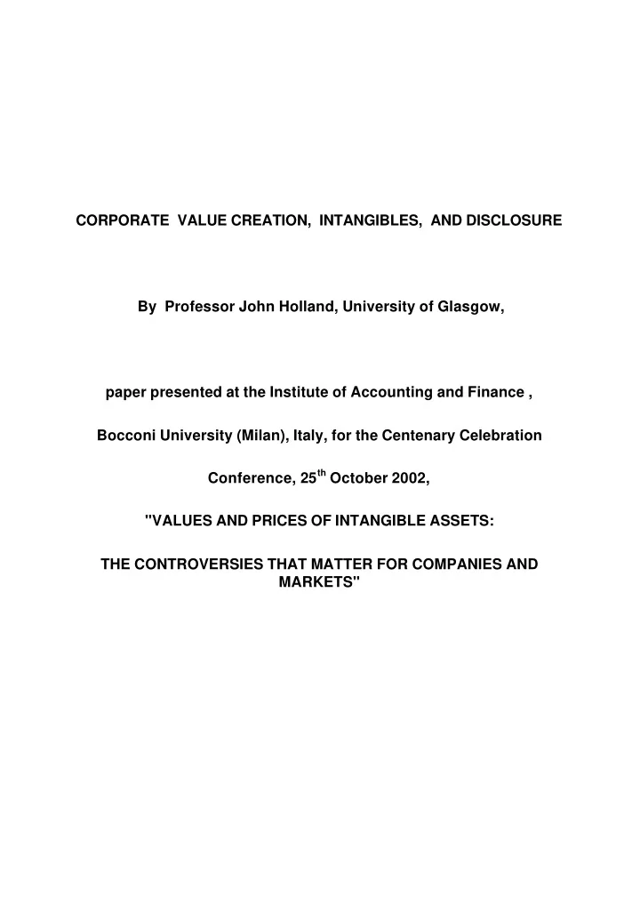 corporate value creation intangibles and disclosure by