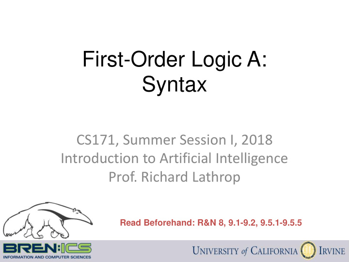 first order logic a syntax