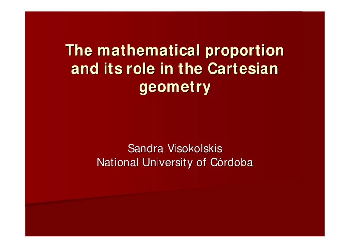 the mathematical proportion the mathematical proportion