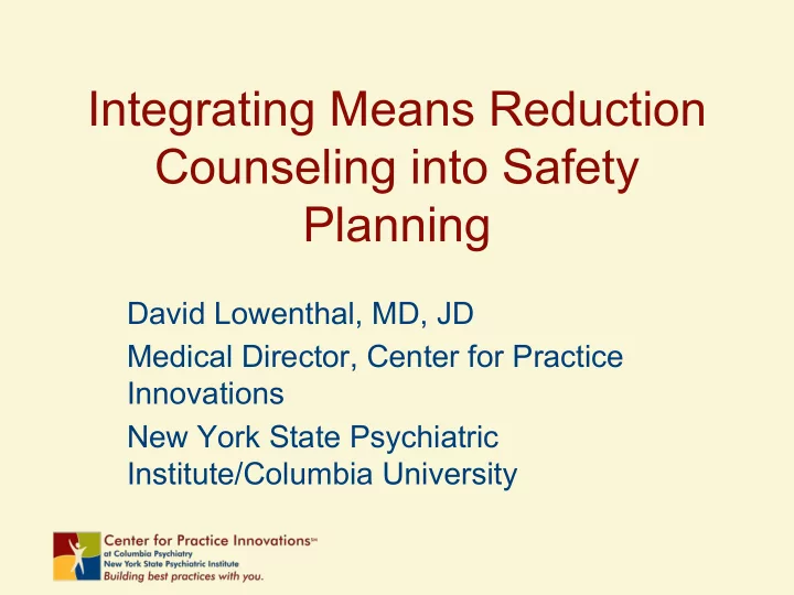 integrating means reduction counseling into safety