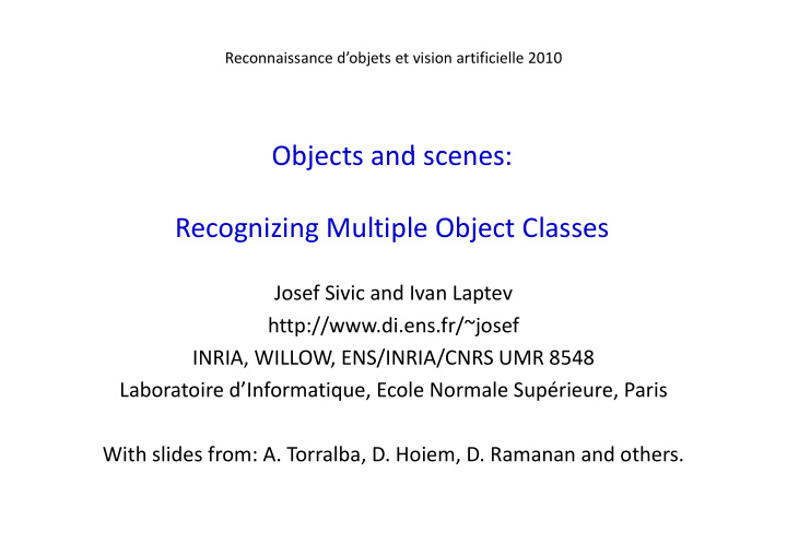 objects and scenes objects and scenes recognizing