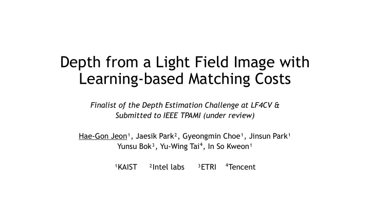 learning based matching costs
