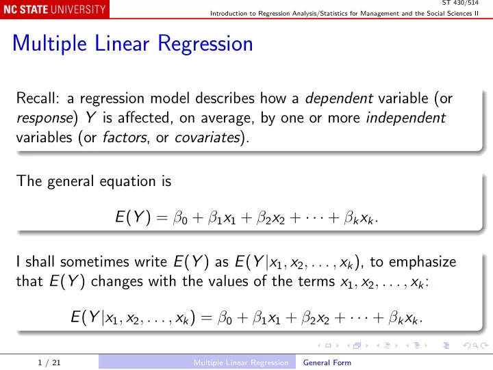 multiple linear regression