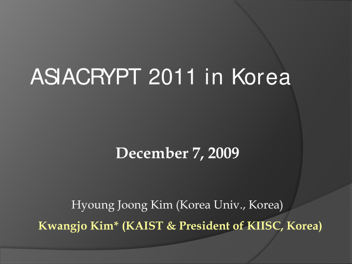 as iacr ypt 2011 in korea